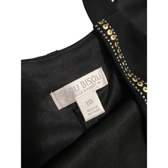 Bisou Bisou Michele Bohbot Sequin Black Stretch Tank Mini Dress Metal Size 10 - Picture 4 of 13
